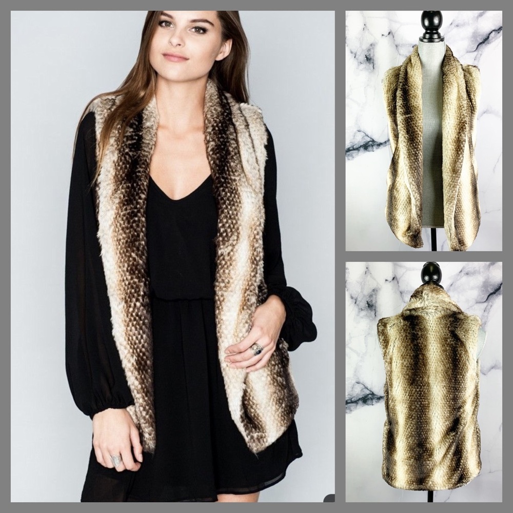 Show Me Your MUMU Fausta Faux Fur Vest Brown